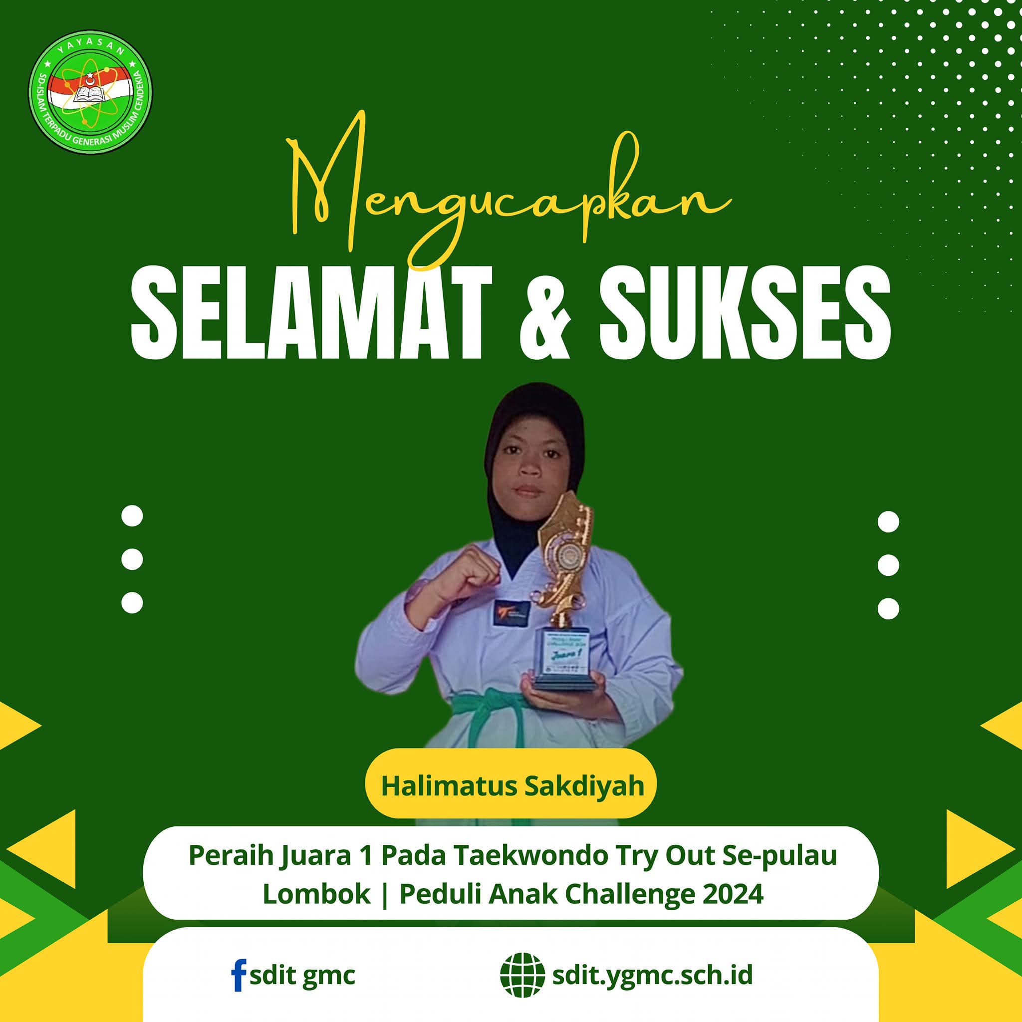 Halimatus Sakdiyah Raih Juara 1 Taekwondo